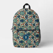 Stijlvol   bloemmotief blauw bedrukte rugzak (Voorkant)