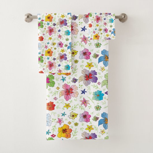 Stijlvol bloemmotief kleurrijk bad handdoek (Insitu)