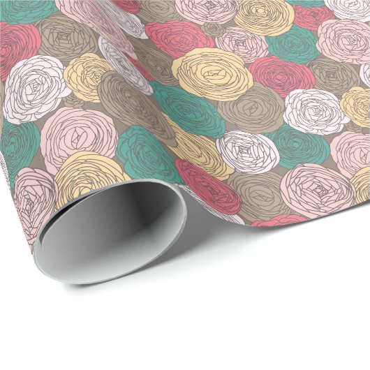 Stijlvol bloempatroon. Helder floraal Cadeaupapier (Rol Hoek)