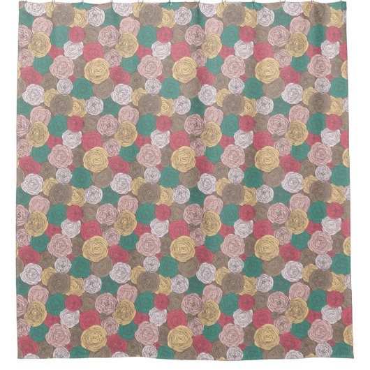 Stijlvol bloempatroon. Helder floraal Douchegordijn (Voorkant)