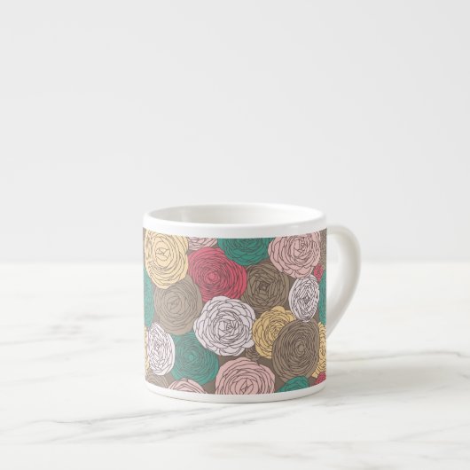 Stijlvol bloempatroon. Helder floraal Espresso Kop (Voorkant rechts)