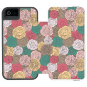 Stijlvol bloempatroon. Helder floraal Incipio iPhone Portemonnee Hoesje (Agenda Open)