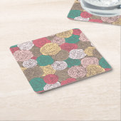 Stijlvol bloempatroon. Helder floraal Kartonnen Onderzetters (Schuin)