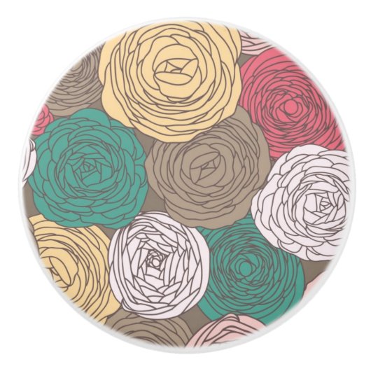 Stijlvol bloempatroon. Helder floraal Keramische Knop (Voorkant)