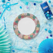 Stijlvol bloempatroon. Helder floraal Papieren Bordje (Feest)