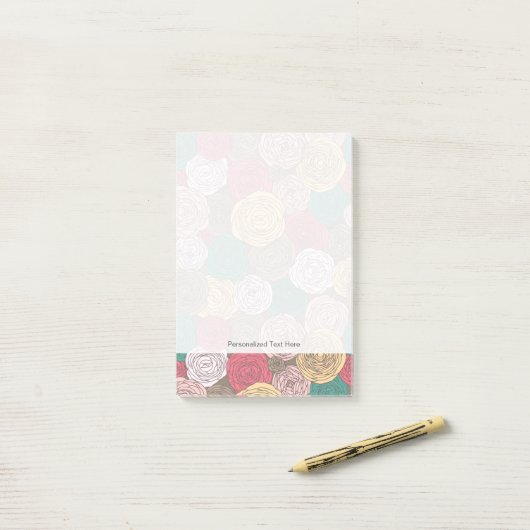 Stijlvol bloempatroon. Helder floraal Post-it® Notes (Op bureau)