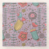 Stijlvol bloempatroon met bloemen glazen onderzetter (Voorkant)