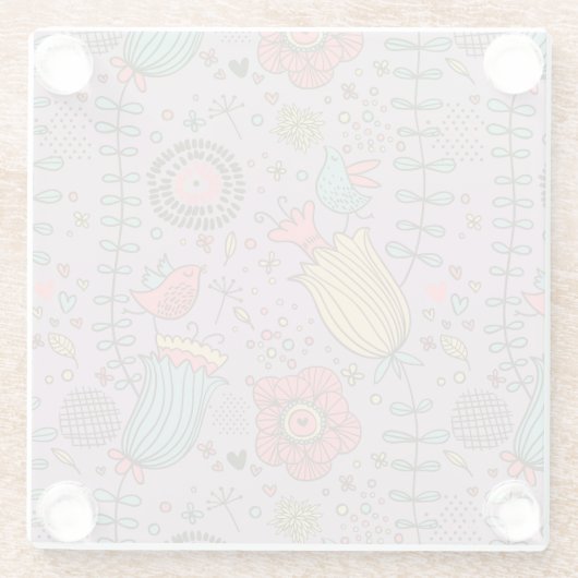 Stijlvol bloempatroon met bloemen glazen onderzetter (Achterkant)