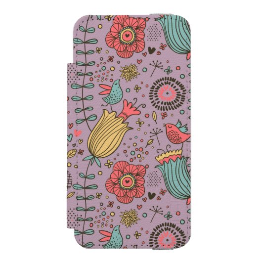 Stijlvol bloempatroon met bloemen incipio iPhone portemonnee hoesje (Voorkant Agenda)