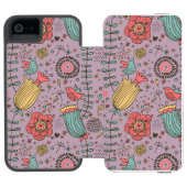 Stijlvol bloempatroon met bloemen incipio iPhone portemonnee hoesje (Agenda Open)