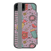 Stijlvol bloempatroon met bloemen incipio iPhone portemonnee hoesje (Agenda Achterkant)