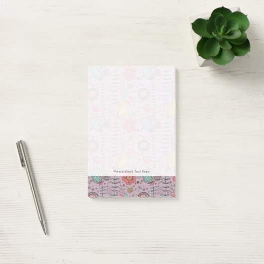 Stijlvol bloempatroon met bloemen post-it® notes (Kantoor)