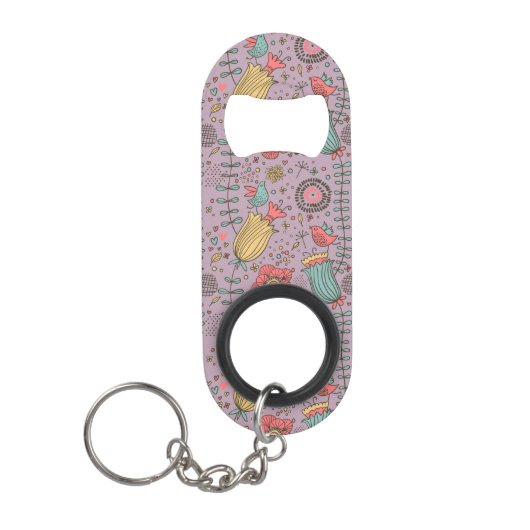 Stijlvol bloempatroon met bloemen sleutelhanger flessenopener (Voorkant)