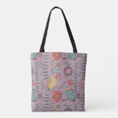 Stijlvol bloempatroon met bloemen tote bag (Achterkant)