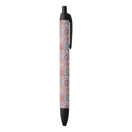Stijlvol bloempatroon met bloemen zwarte inkt pen (Achterkant (Verticaal))
