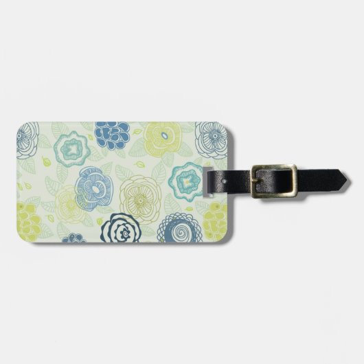 Stijlvol bloempatroon met schattige bloemen bagagelabel (Voorkant horizontaal)