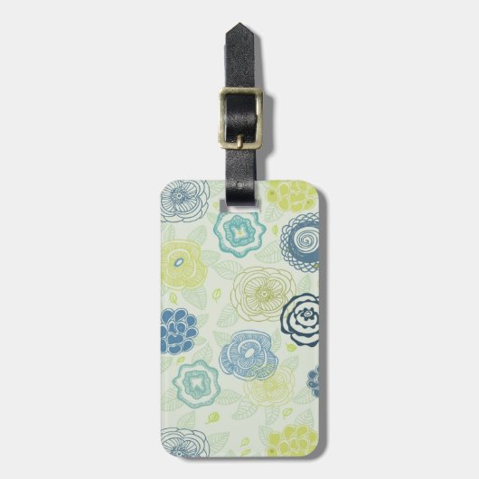 Stijlvol bloempatroon met schattige bloemen bagagelabel (Voorkant verticaal)