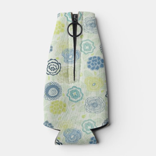 Stijlvol bloempatroon met schattige bloemen flesjeskoeler (Achterkant)