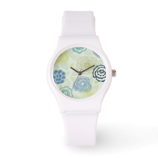 Stijlvol bloempatroon met schattige bloemen horloge (Voorkant)