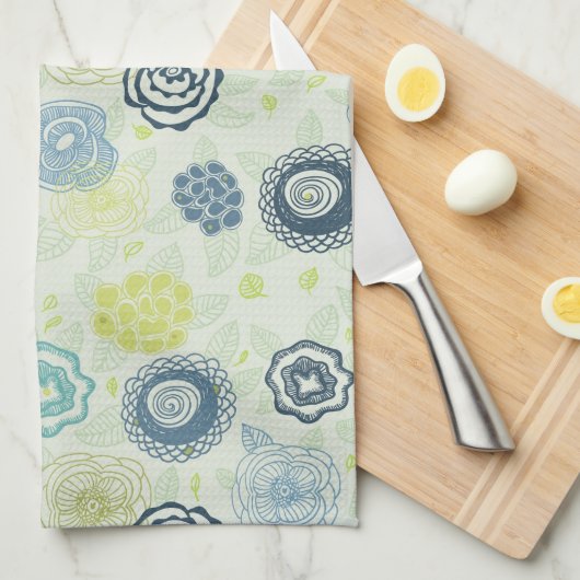 Stijlvol bloempatroon met schattige bloemen theedoek (Quarter Fold)