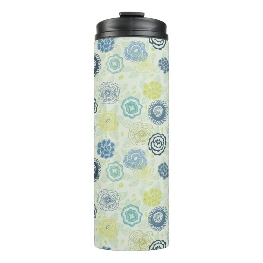 Stijlvol bloempatroon met schattige bloemen thermosbeker (Voorkant)