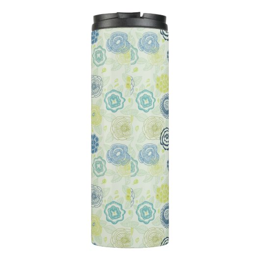 Stijlvol bloempatroon met schattige bloemen thermosbeker (Achterkant)
