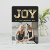 Stijlvol blok lettertype goud glitters feestelijke feestdagenkaart (Staand voorkant)