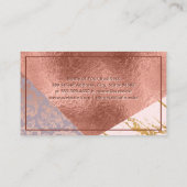 Stijlvol blok marmer damast roze goud folie visitekaartje (Achterkant)