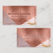Stijlvol blok marmer damast roze goud folie visitekaartje (Voorkant / Achterkant)