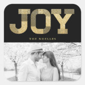 Stijlvol bloklettertype goud glinsteren vreugde mo vierkante sticker (Voorkant)