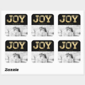 Stijlvol bloklettertype goud glinsteren vreugde mo vierkante sticker (Vel)