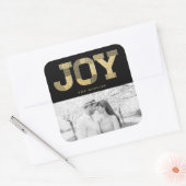 Stijlvol bloklettertype goud glinsteren vreugde mo vierkante sticker (Envelop)