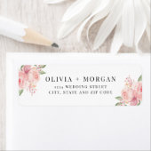 Stijlvol Blush Pink Floral Wedding Return-adres Etiket (Insitu)