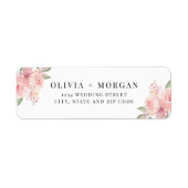 Stijlvol Blush Pink Floral Wedding Return-adres Etiket (Voorkant)