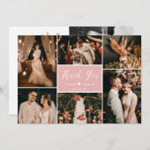 Stijlvol Blush Roze 6 Photo Collage Wedding Bedankkaart (Voorkant / Achterkant)