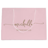 Stijlvol Blush Roze Chique Goud Monogram Script Groot Cadeauzakje (Voorkant)