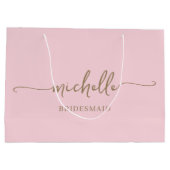 Stijlvol Blush Roze Chique Goud Monogram Script Groot Cadeauzakje (Achterkant)