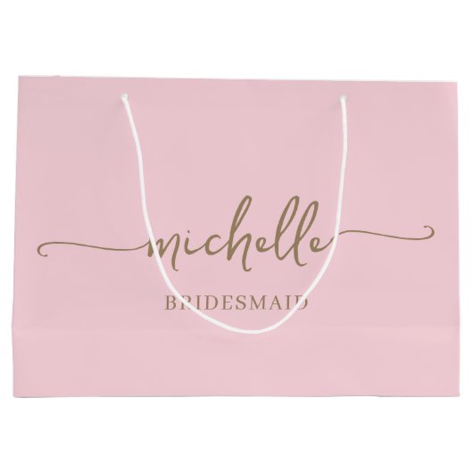 Stijlvol Blush Roze Chique Goud Monogram Script Groot Cadeauzakje (Achterkant)