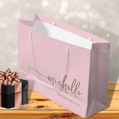 Stijlvol Blush Roze Chique Goud Monogram Script Groot Cadeauzakje