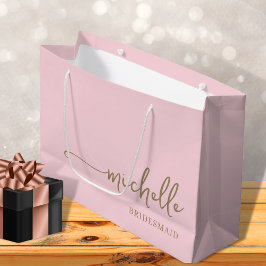 Stijlvol Blush Roze Chique Goud Monogram Script Groot Cadeauzakje