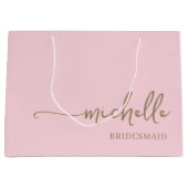 Stijlvol Blush Roze Chique Goud Monogram Script Groot Cadeauzakje (Voorkant)