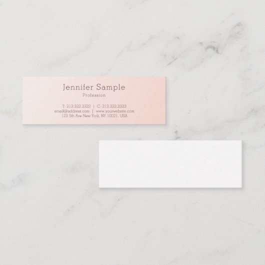 Stijlvol Blush Roze Modern Minimalistisch Ontwerp  Mini Visitekaartje (Voorkant / Achterkant)