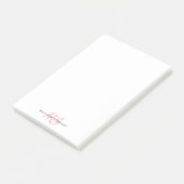 Stijlvol Blush Roze penseelmonogram in penseel Cut Post-it® Notes (Schuin)