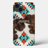 Stijlvol Boheems Zuid-Western Koeienhuid Case-Mate iPhone Case (Achterkant)