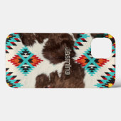 Stijlvol Boheems Zuid-Western Koeienhuid Case-Mate iPhone Case (Achterkant (horizontaal))