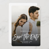 Stijlvol Bohemen script slaat de datum foto op Save The Date (Voorkant / Achterkant)