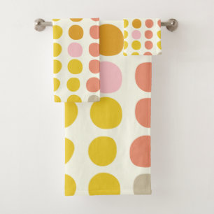 Stijlvol Boho Big Dot Pattern in Yellow Pink Coral Bad Handdoek