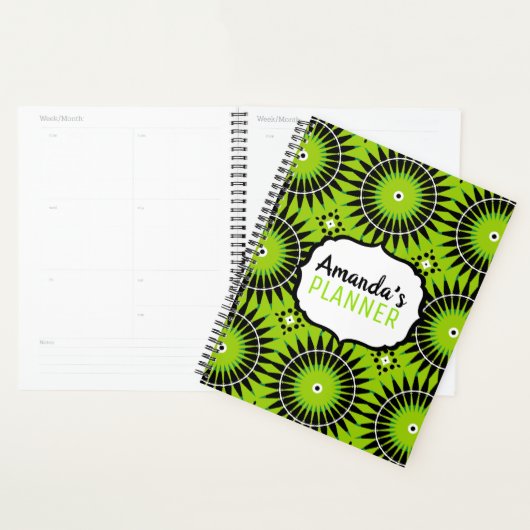 Stijlvol Boho Ethnic Lime Green Geometric Pattern Planner (Display)