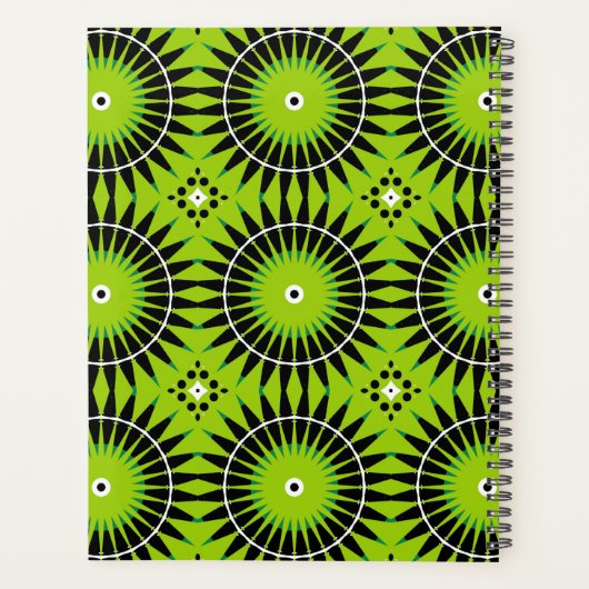 Stijlvol Boho Ethnic Lime Green Geometric Pattern Planner (Achterkant)