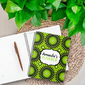Stijlvol Boho Ethnic Lime Green Geometric Pattern Planner